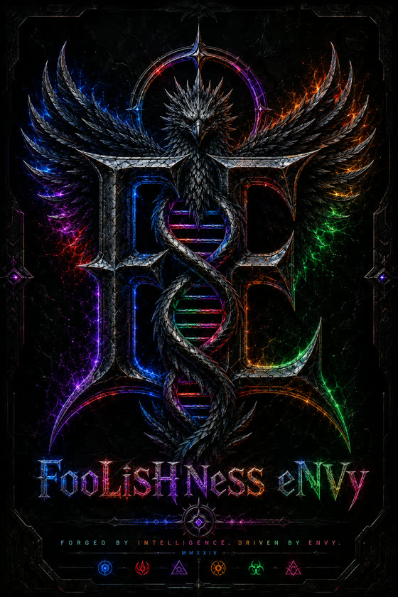 FooLiSHNeSS eNVy phoenix crest — Forged by intelligence. Driven by envy.